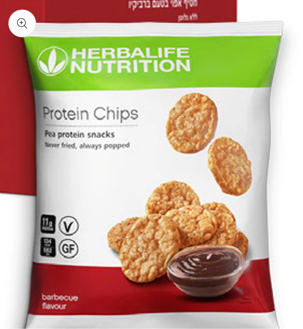 חטיפי חלבון אפויים - חטיף בריא ומשביע צ׳יפס קריספי בטעם ברביקיו - מתאים לצמחונים וטבעונים 10 שקיות באריזה
